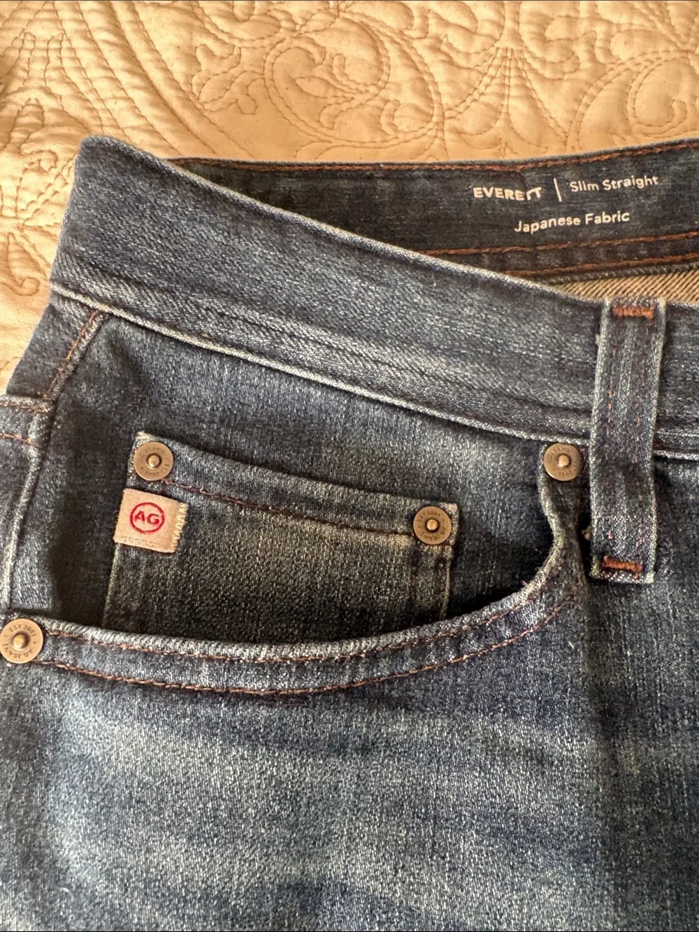 Ag Adriano Goldschmied Men's Straight Jeans in Dark Blue Denim